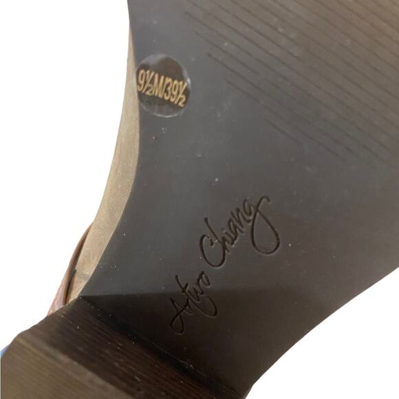 Arturo Chiang Bootie Peep Toe Upper Leather Snake Pattern Brown Taupe Size 9.5 - Picture 7 of 10